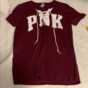 burgundy t-shirt from pink
